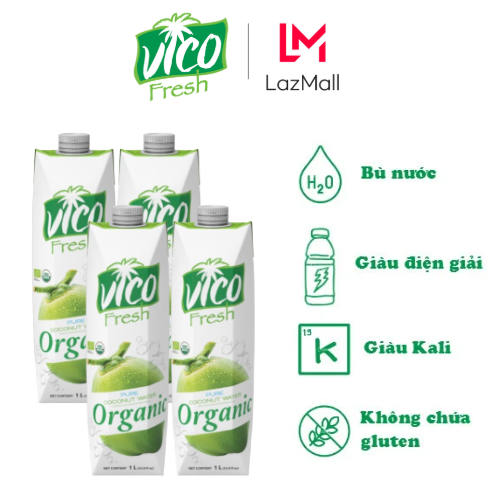 COMBO 4 HỘP NƯỚC DỪA VICO FRESH ORGANIC 1L