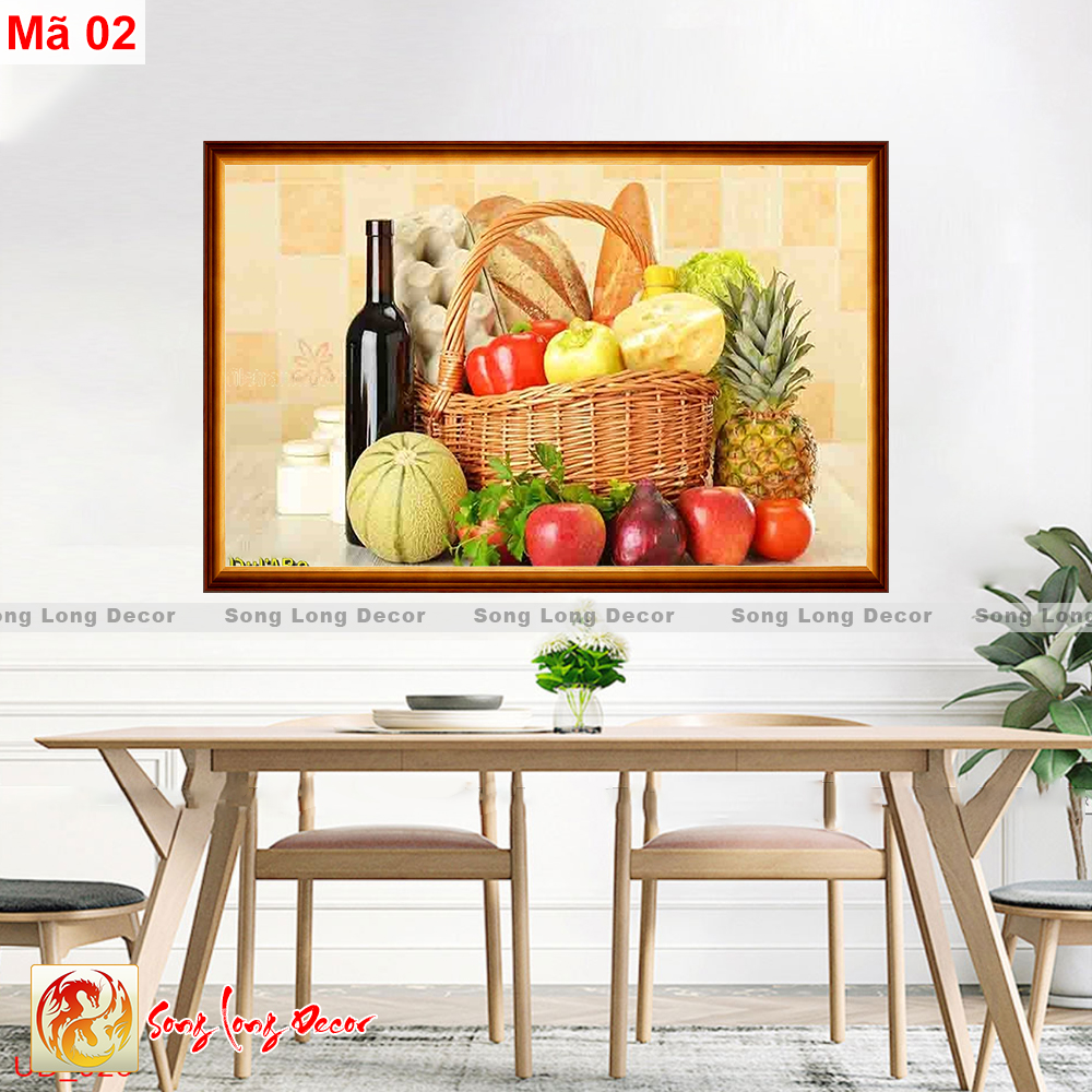 [THANH LÝ SẢ KHO] Tranh dán tường 3d - Tranh Phòng Ăn - Tranh 3d lọ hoa - Song Long Decor PA5