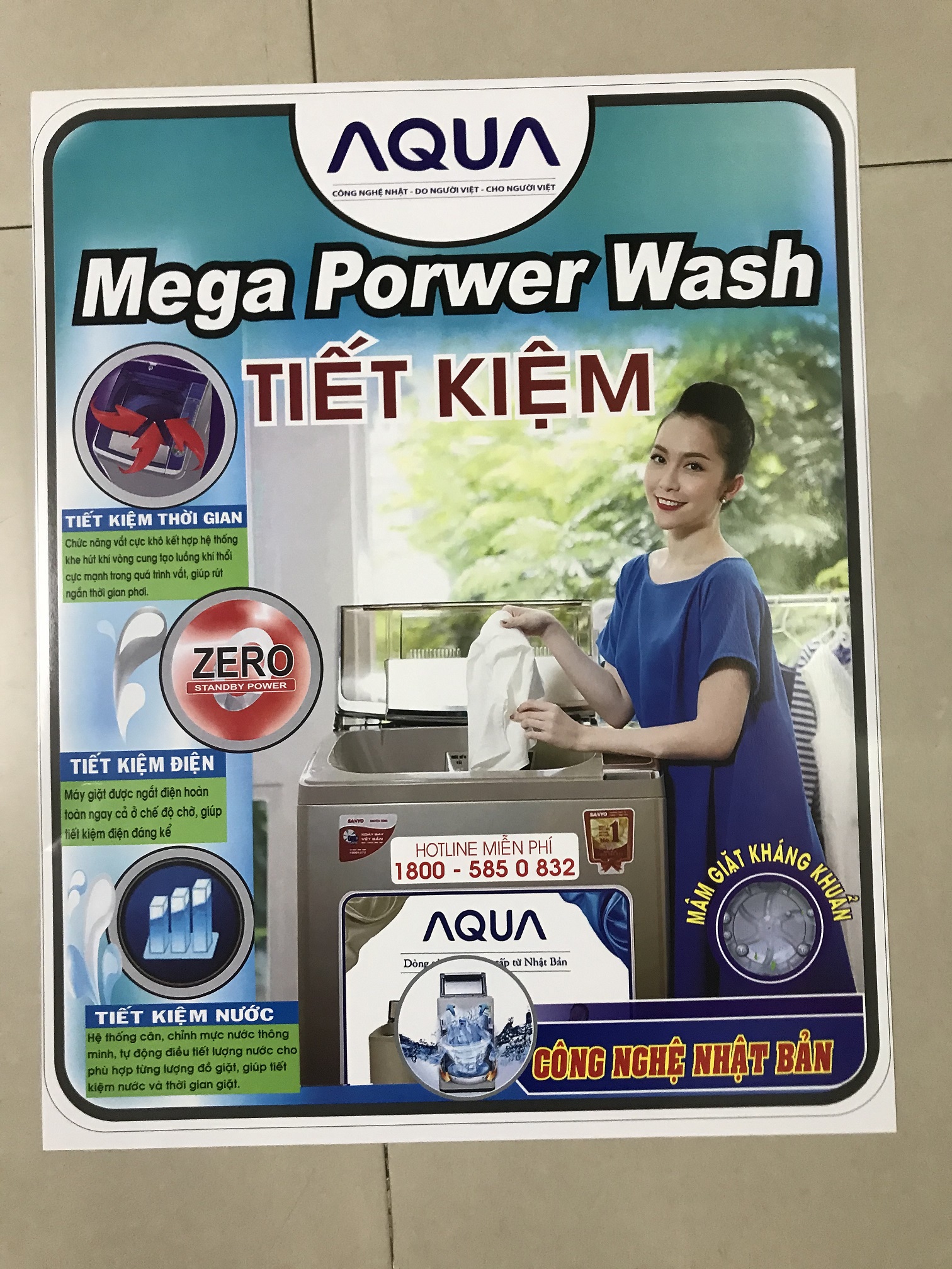 [HCM]Tem dán máy giặt Aqua/ Miếng dán máy giặt Aqua