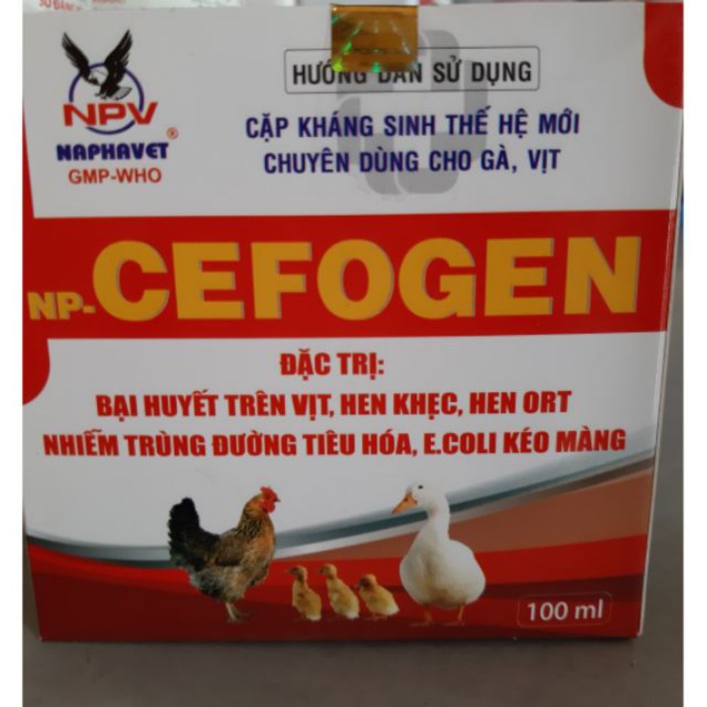 Cefogen Cặp pha tiêm ecoli bại huyết trên vịt