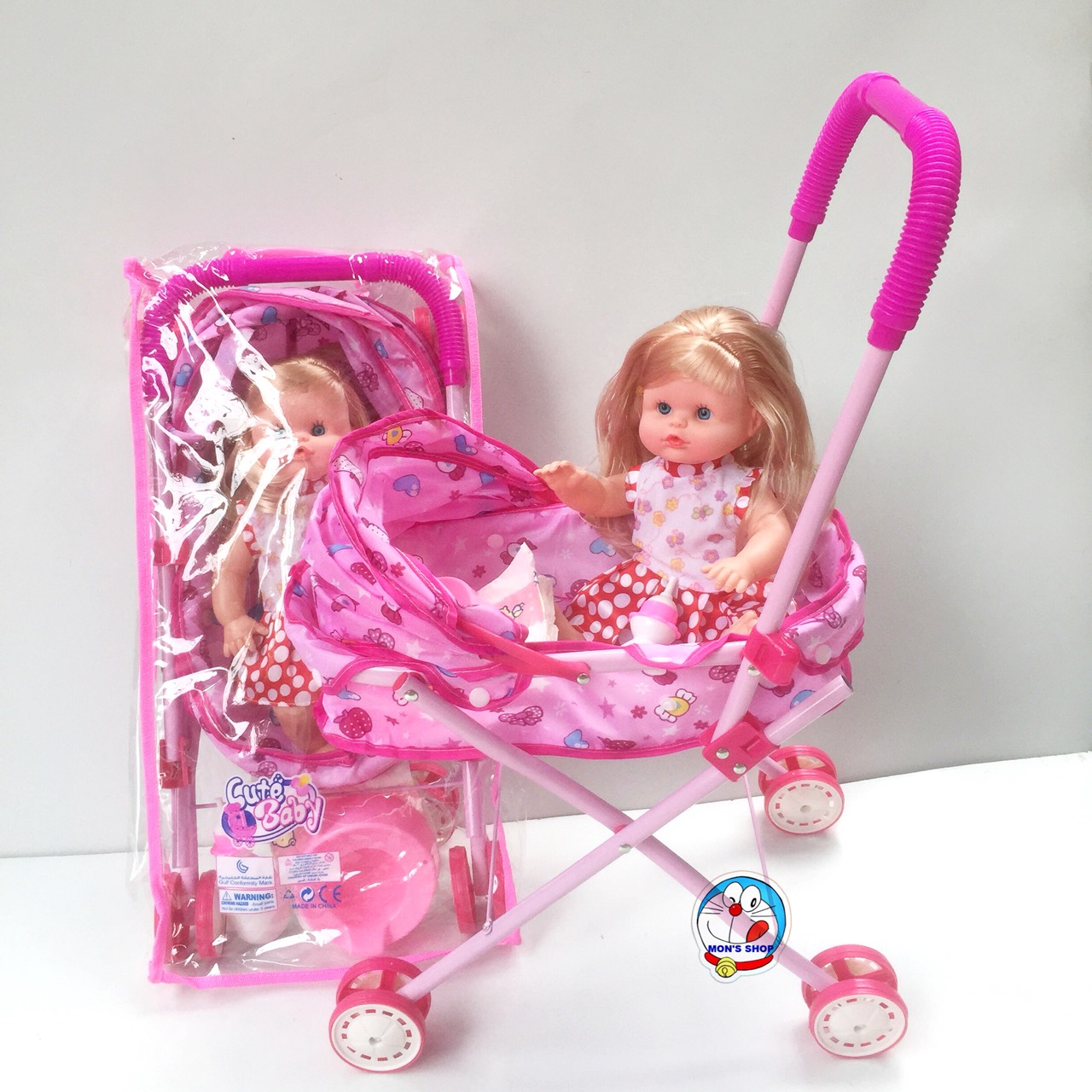 Đồ chơi xe đẩy búp bê, Combo xe đẩy búp bê và búp bê biết khóc, nói cười, kết hợp các phụ kiện bỉm sữa, bô tè