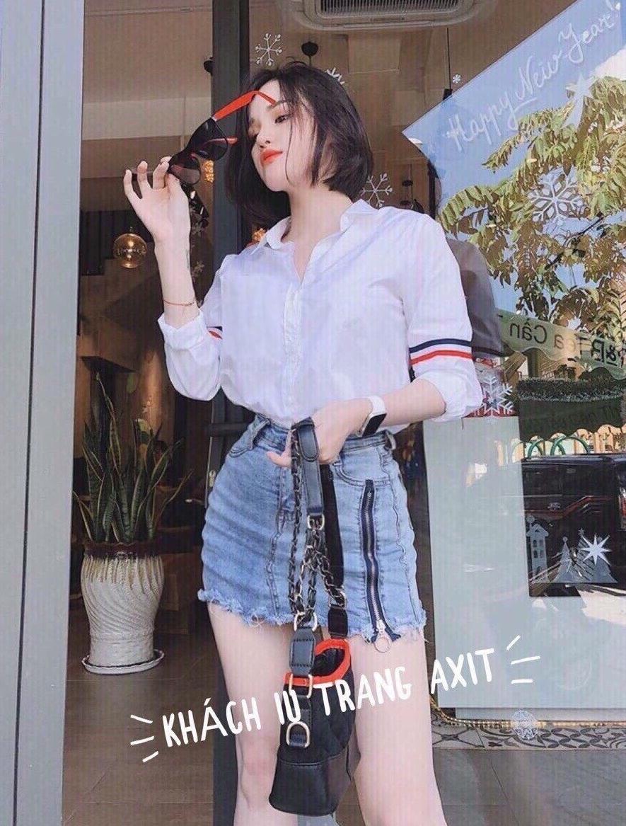 Áo sơ mi nữ sọc tay siêu hót