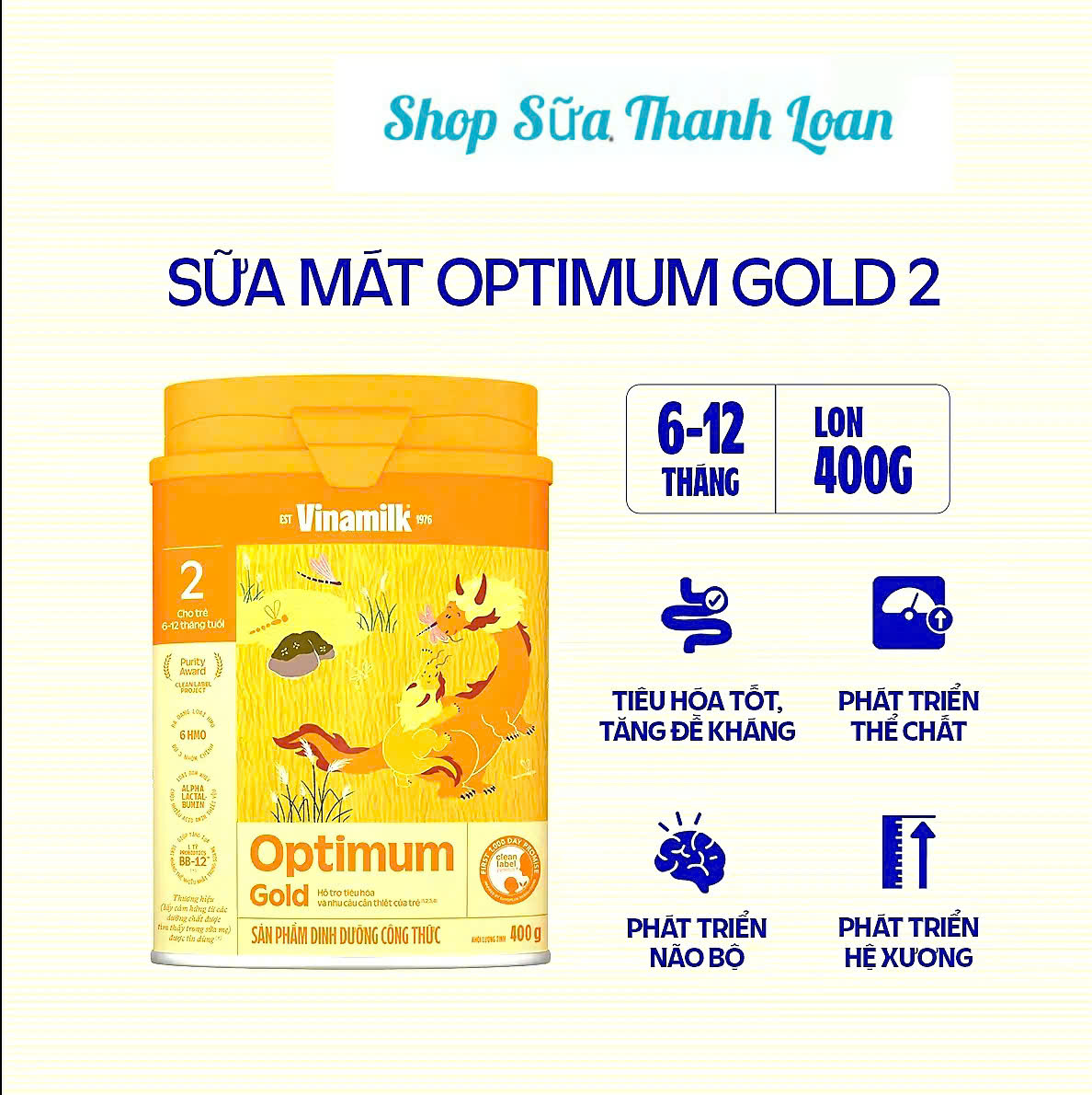 (Mẫu Mới Có Tích Điểm) Sữa Bột OPTIMUM GOLD 2 400G.