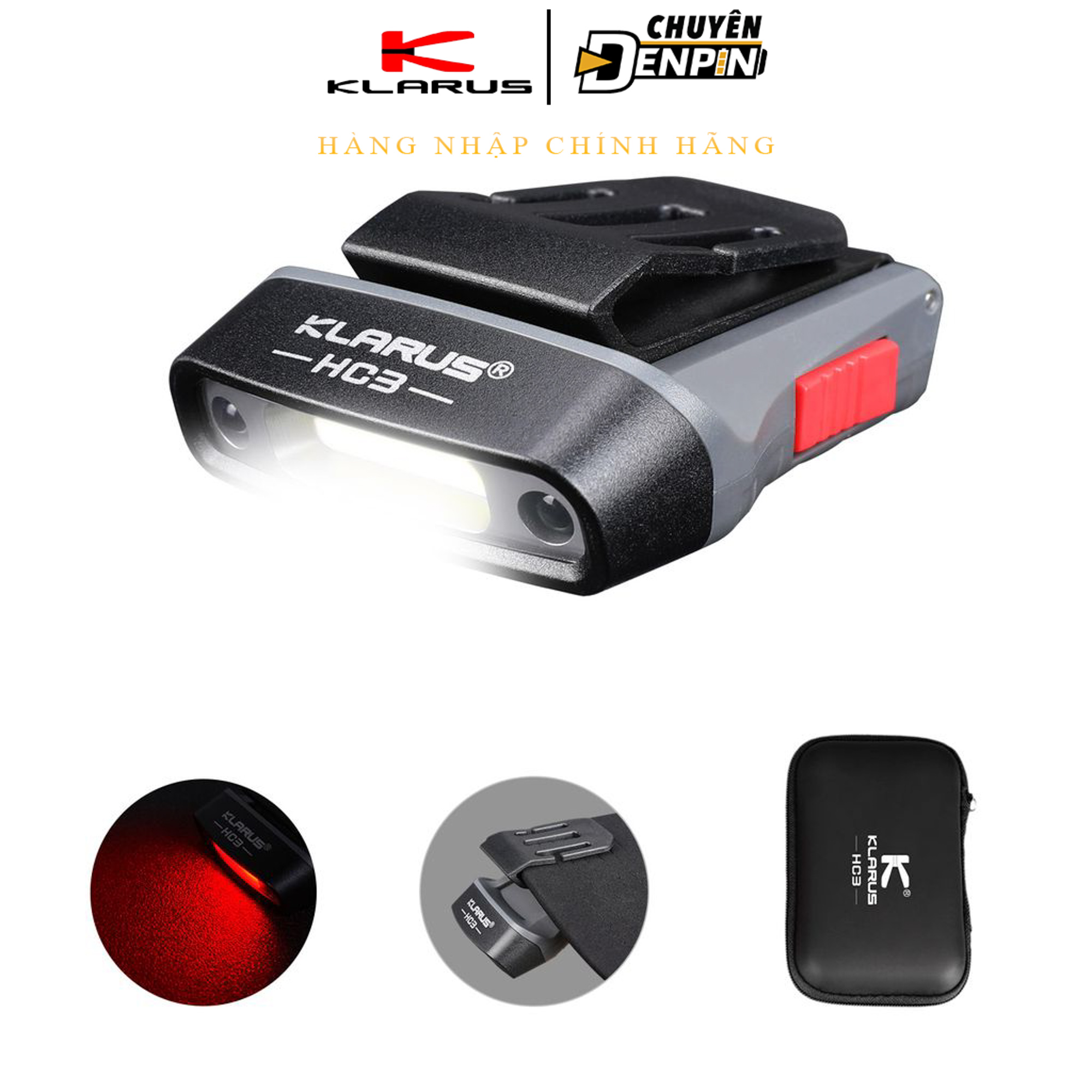 Đèn pin đội đầu, cài nón Klarus HC3