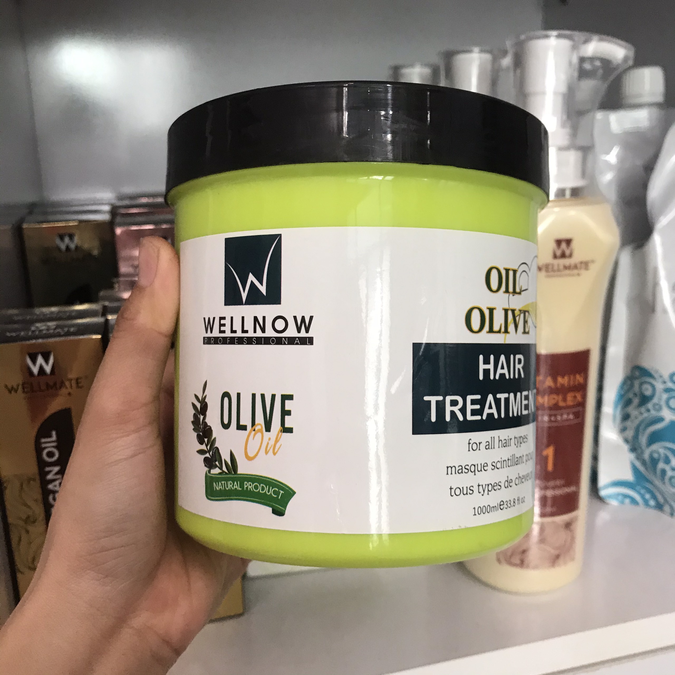 {tặng_nón_trùm_ủ_tóc]hấp dầu siêu mềm mượt olive wellnow 1000ml