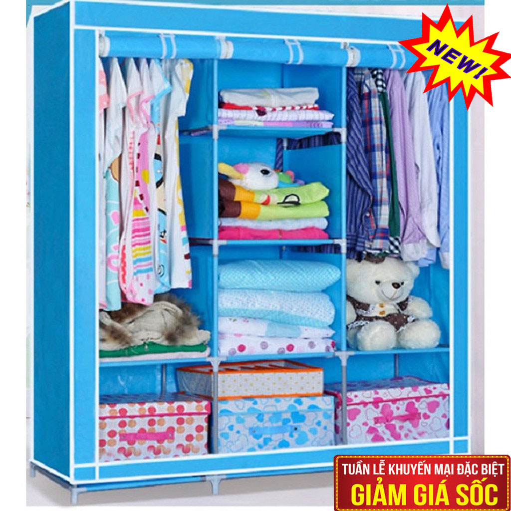Tủ vải quần áo TPHCM,Tủ vải đựng quần áo TPHCM,tủ vải đựng quần áo 3d 3 buồng 8 ngăn,cao cấp chất lượng uy tín 1 đổi sản phẩm có hình ảnh 3d phù hợp với không gian nhỏ hẹp.