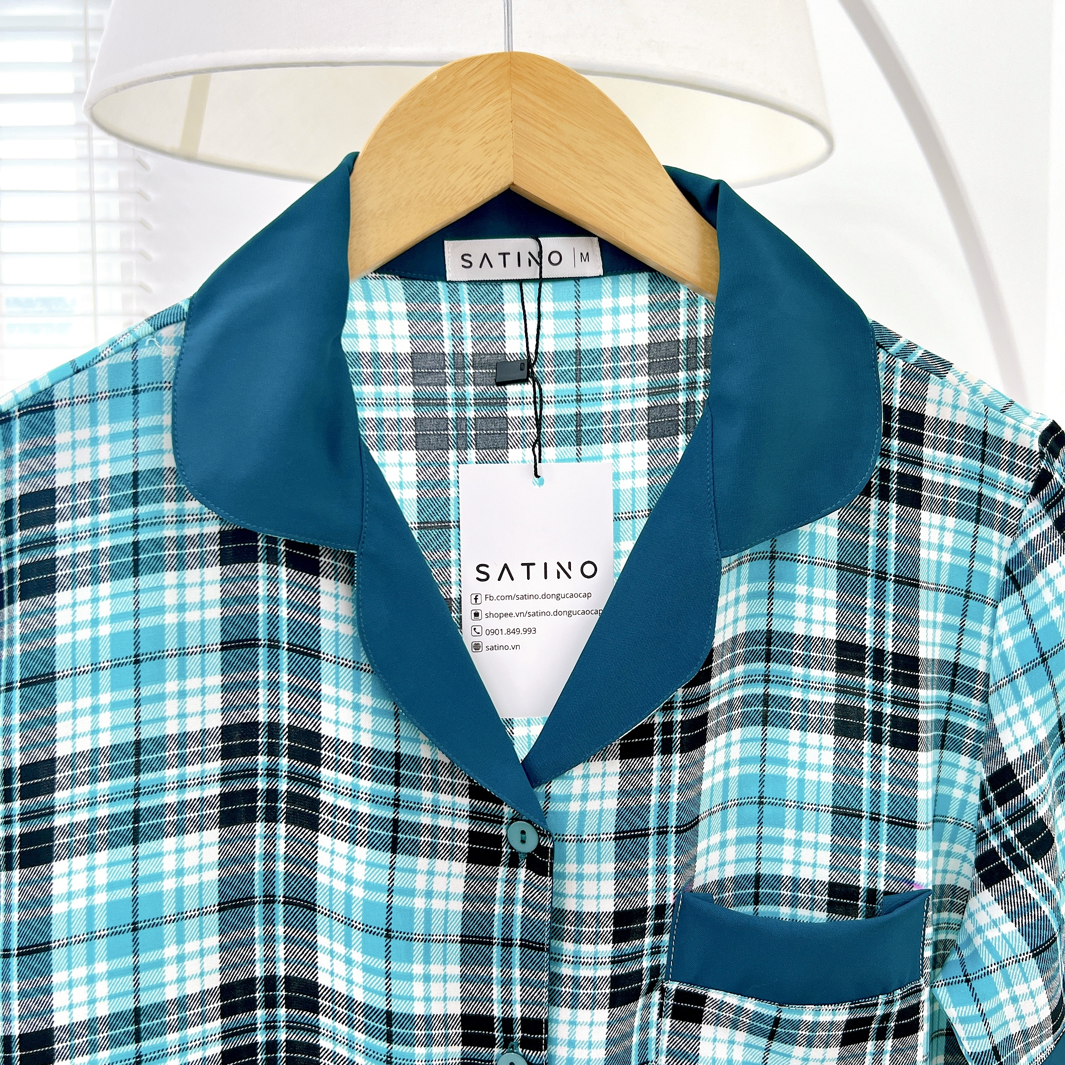 Đồ bộ mặc nhà, đồ ngủ, Pijama nữ Lụa TNQL Satino - Lida Blue Gray