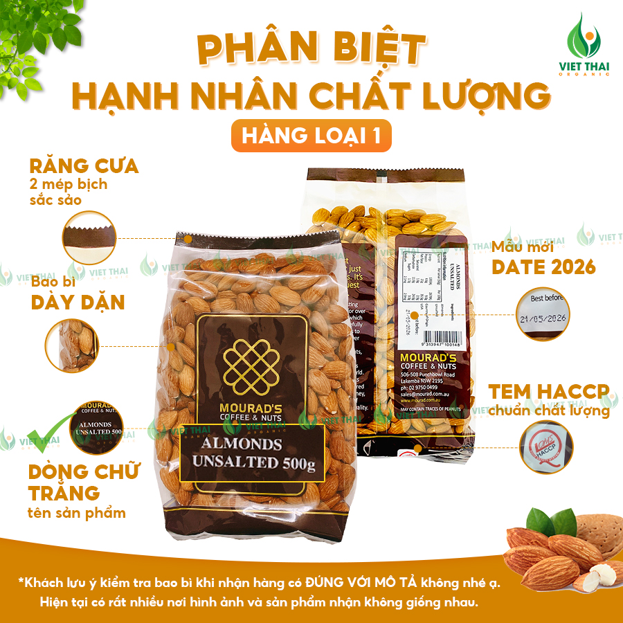 【Hạnh Nhân Úc Tách Sẵn Vỏ】 Nhân Hạnh Nhân Mourad's 500g (Ăn Kiêng/ Làm sữa/ Giảm cân) - (Hạt Ngon)