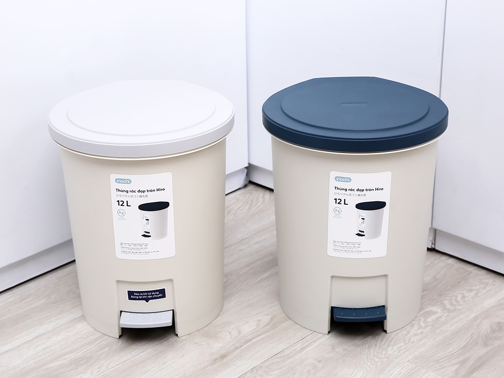 Thùng rác đạp tròn Inochi 12L-6L (kèm ruột, có phân tử Ion Ag+ kháng khuẩn, khử mùi) [HCM-Giao hoả tốc 2h]