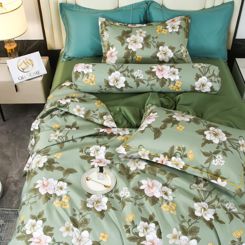 Bộ chăn ga lụa thái set 5 món có vỏ gối ôm cùng bộ