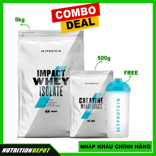 Combo Myprotein 07| Impact Whey Isolate 5kg và Creatine 500g Myprotein + tặng bình lắc - Nutrition Depot