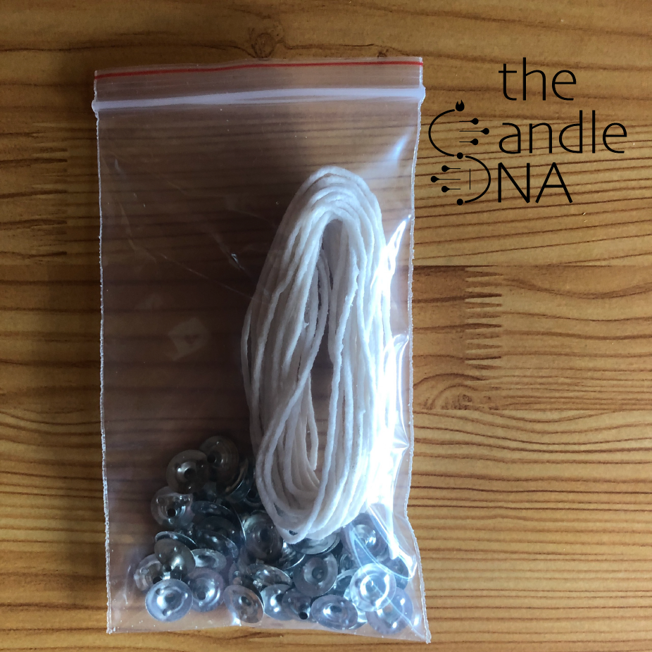 Bấc Nến (Tim Nến) Cotton Nhúng Sáp 5m + 50 Đế Kẹp bấc The Candle DNA