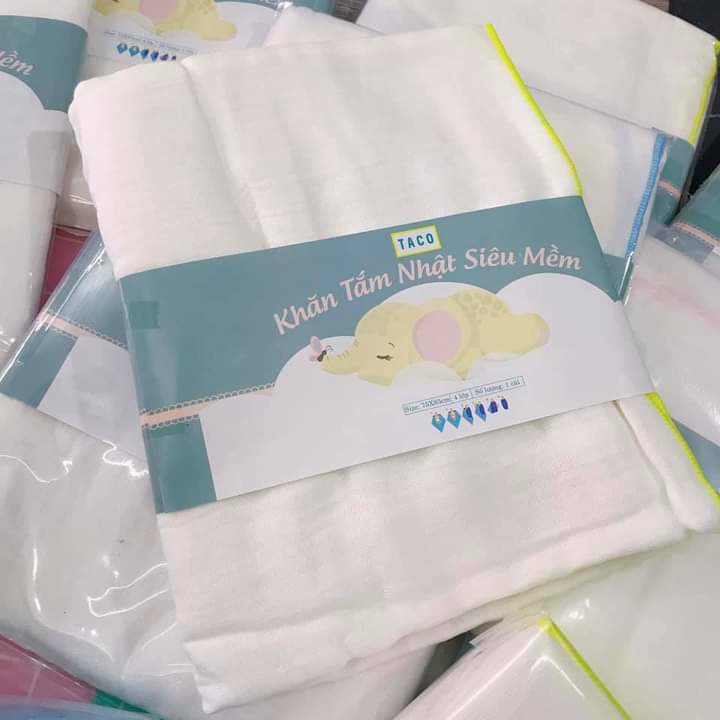 Sét 2 Khăn Tắm Taco Nhật Cao Cấp Siêu Mềm 4 Lớp  ( ngẫu nhiên,75×85cm)