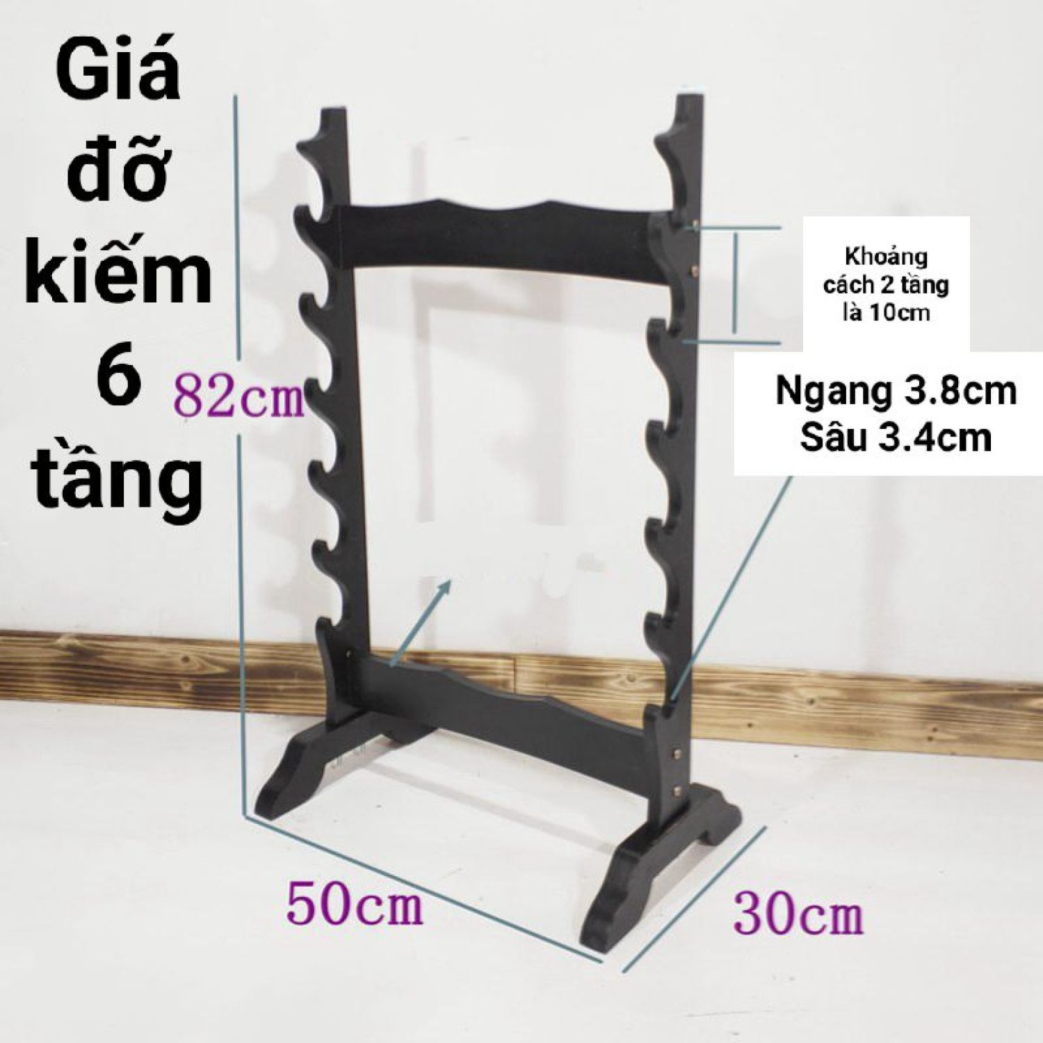 Giá trưng bày kiếm loại 6 tầng, giá đỡ kiếm nhật loại 6 cây trưng bày phong thủy