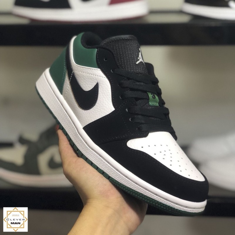 (FREESHIP+HỘP+QUÀ) Giày thể thao AIR JORDAN 1 Low White Black Mystic Green xanh đen trắng cổ thấp