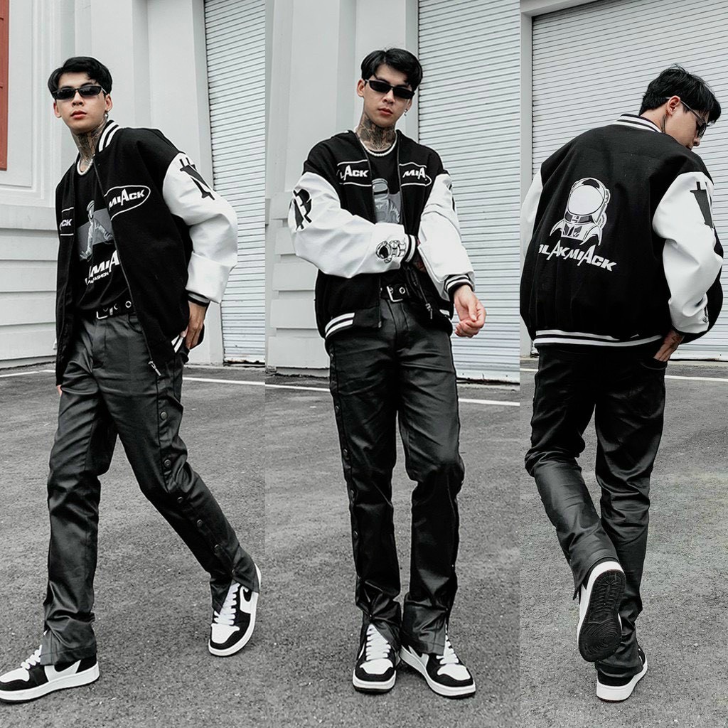 Áo Khoác Dù Bomber Unisex Phối Tay Cúc Bấm