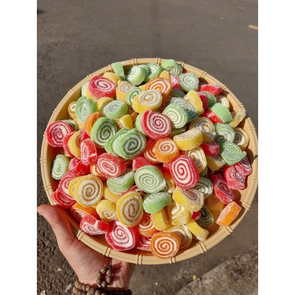 500gr kẹo kẹo dẻo xoắn vị trái cây - bao ngon