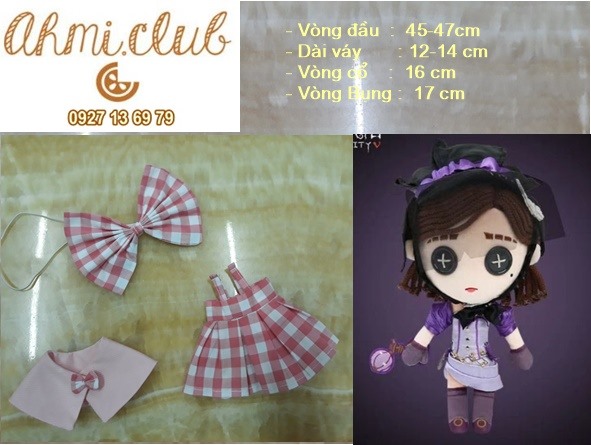 Outfit doll Identity set váy hồng