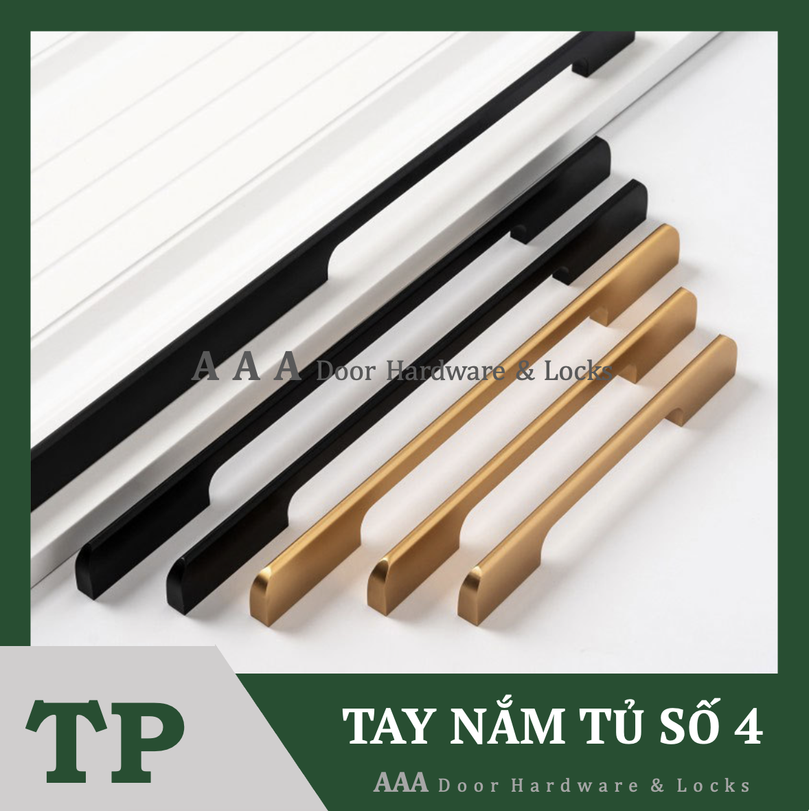 Tay nắm tủ cao cấp (tay tủ số 4) ĐEN/VÀNG