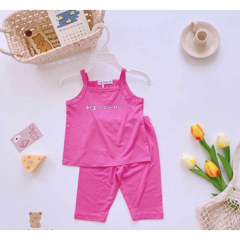 Đồ bộ 2 dây lửng mặc nhà bé gái chất thun lạnh mềm mát
