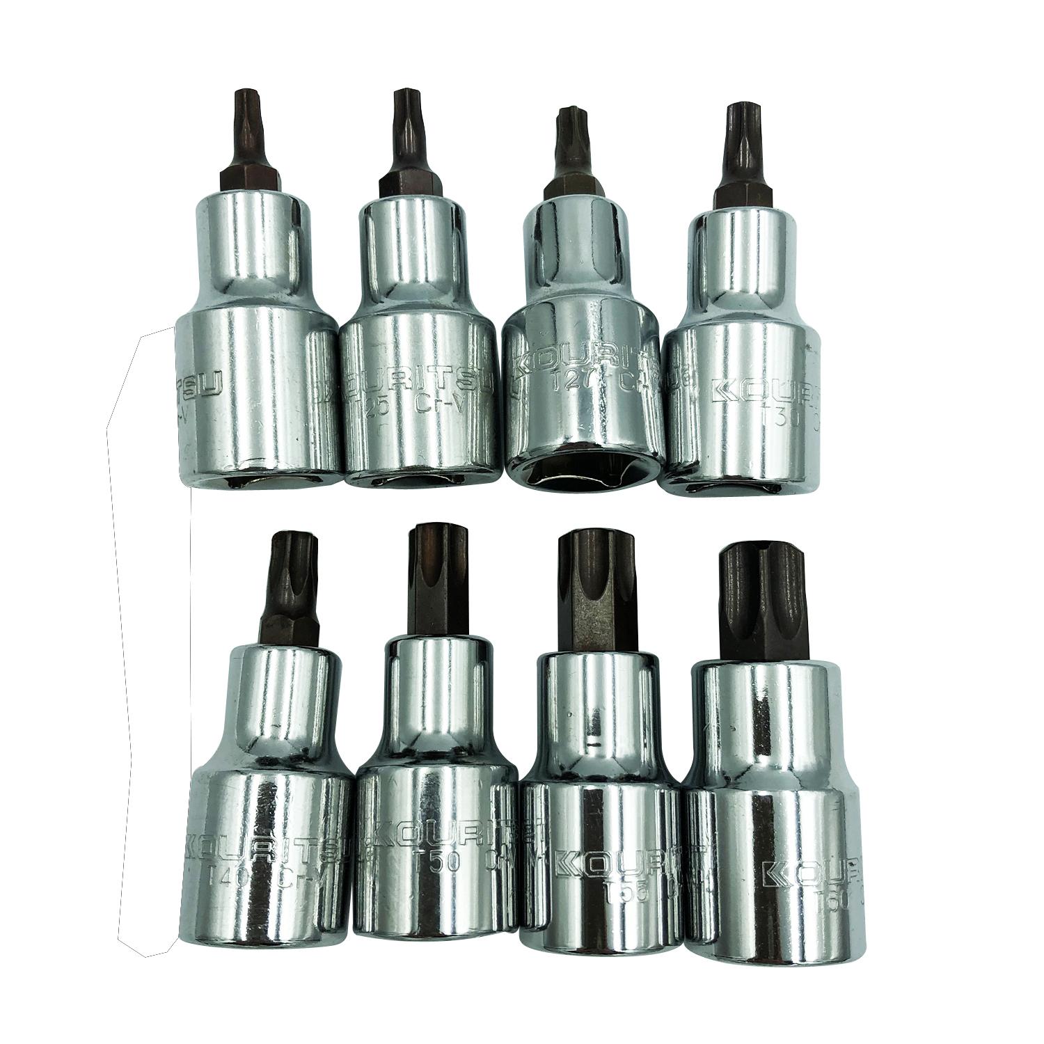 Bộ 8 khẩu hoa thị 1/2 inch Nhật Bản Kouritsu thép CR-V - tuýp hoa thị