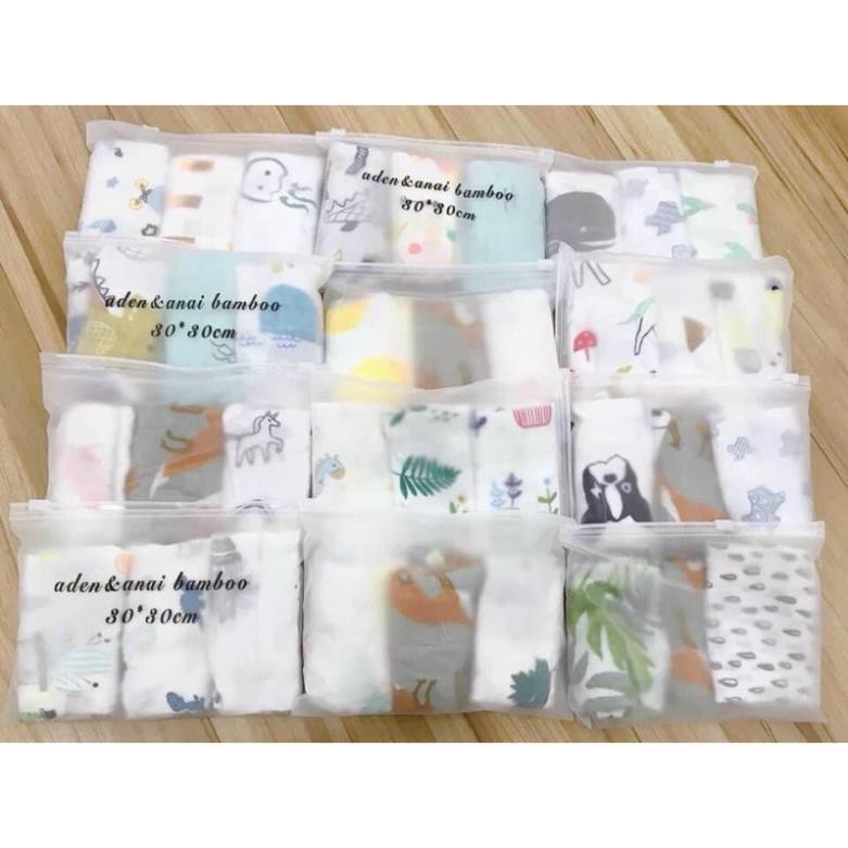 Set 3 Khăn Sữa Sợi Tre Aden Cho Bé