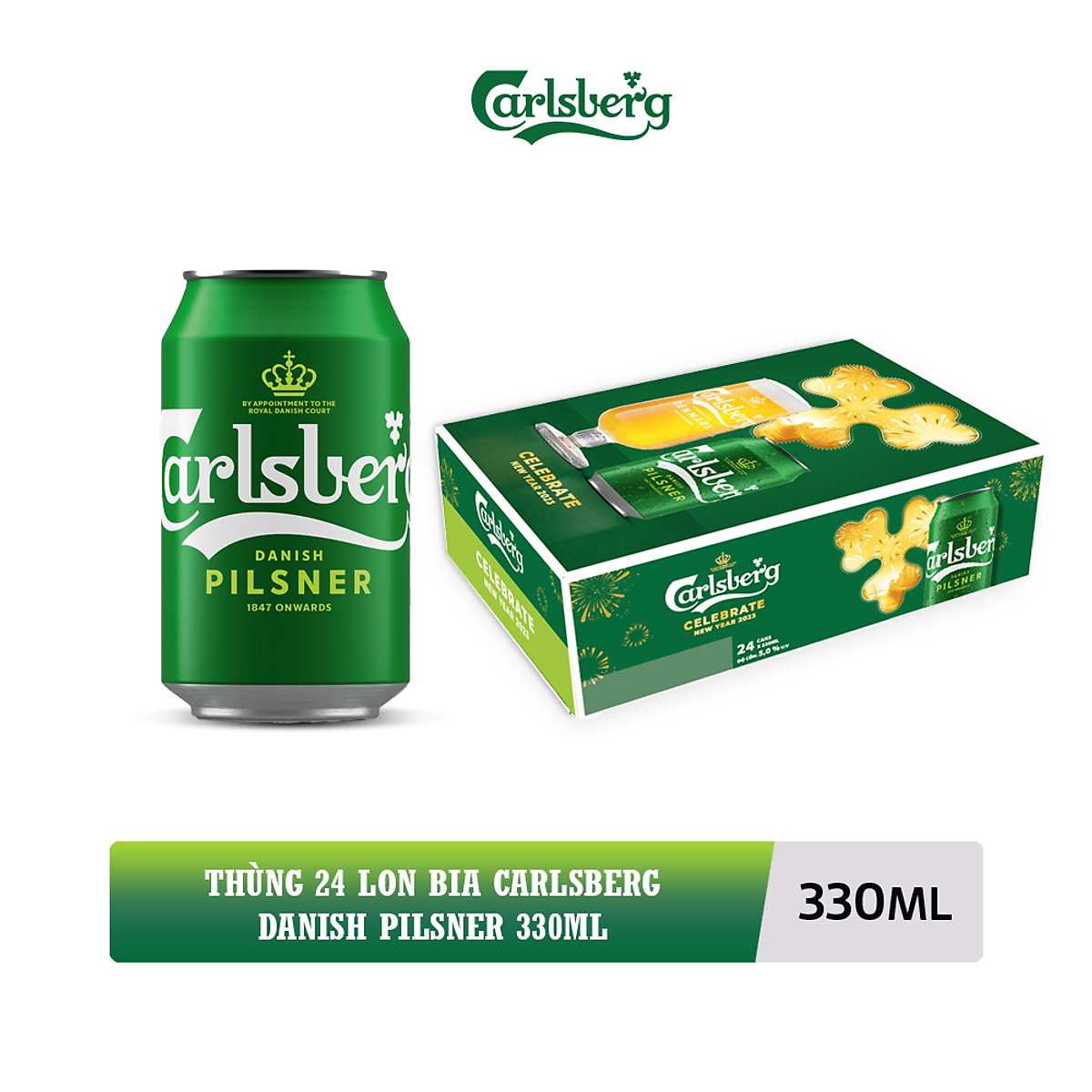 Thùng 24 lon bia Carlsberg Danish Pilsner 330ml