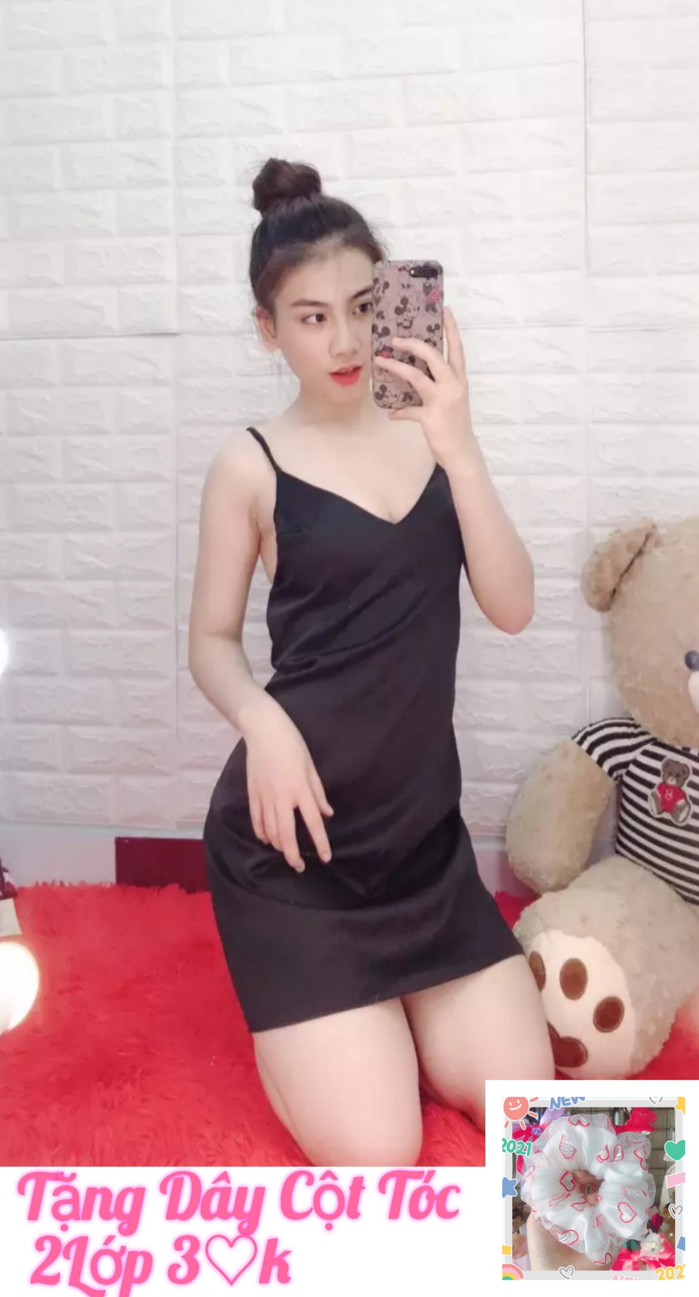 [HCM]Váy ngủ [ ĐƯỢC ĐỔI TRẢ ] phi lụa 2 dây hở lưng 56kg