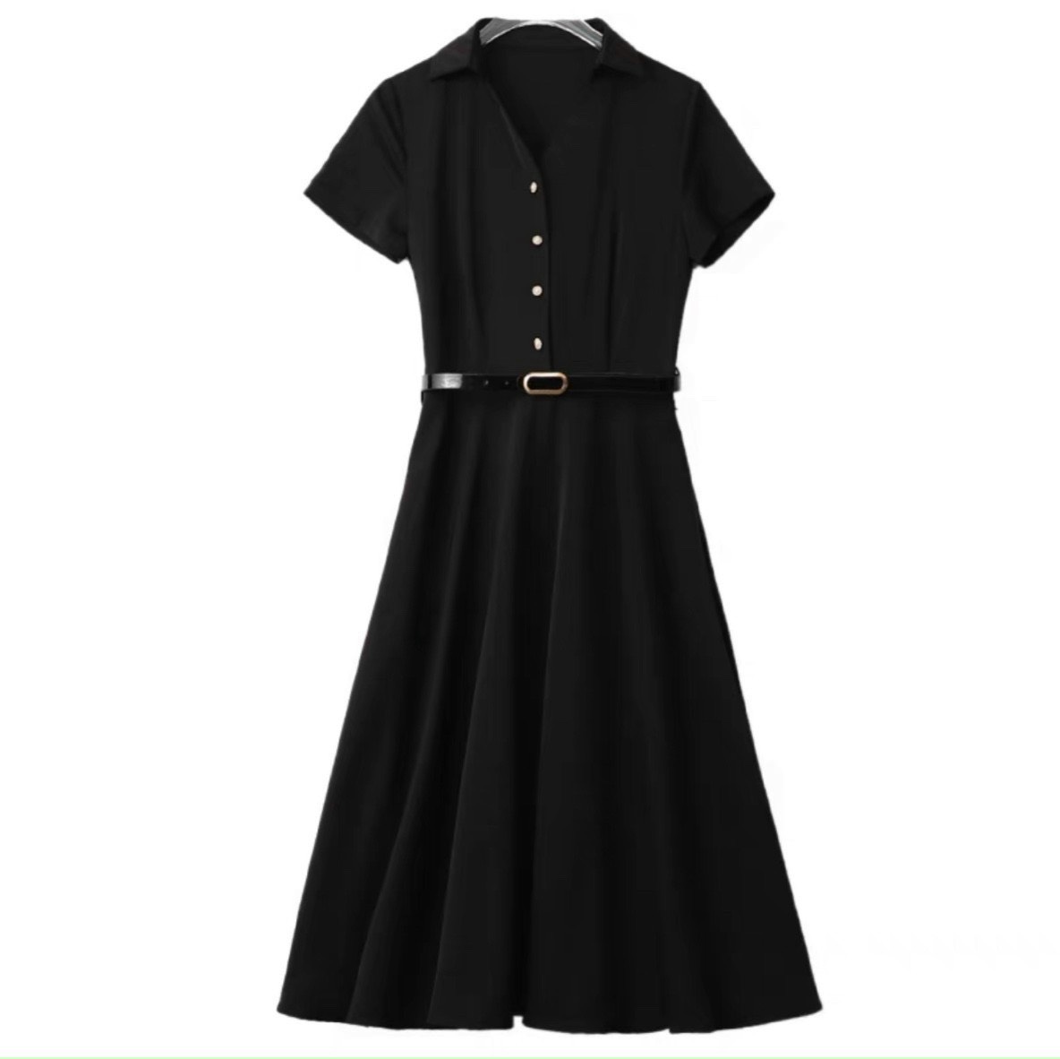 Đầm nữ dáng suông tay lỡ kết hàng nút kèm nịt sang trọng th sam clothing