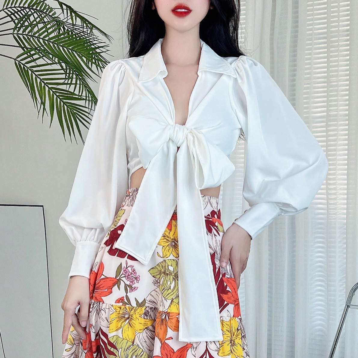 Áo sơ mi đắp chéo MIMIX đa phong cách BF2110