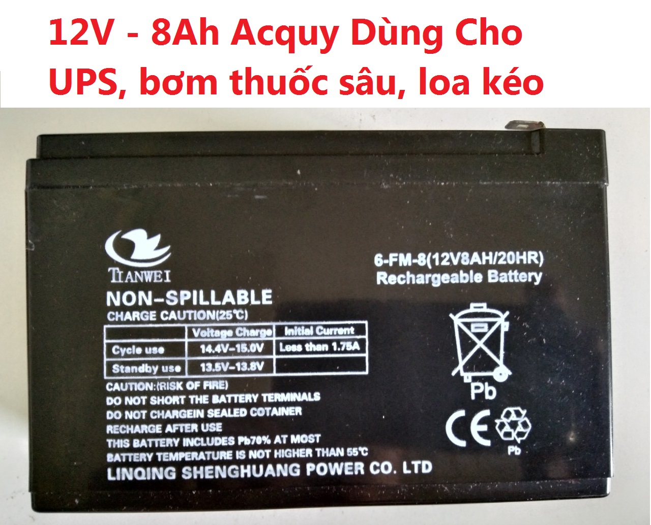 Acquy Bình xịt điện - Bình acquy 12v-8ah dành cho loa kéo - sử dụng bền - acquy 12v-8ah - 12v8Ah.