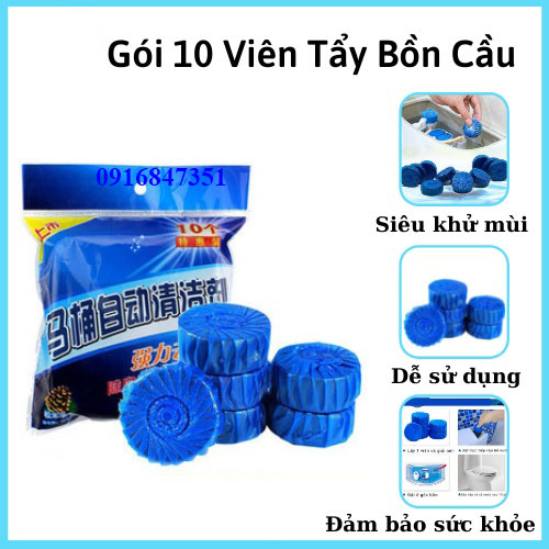 Bộ 10 Viên Khử Mùi Tẩy Bồn Cầu Thế Hệ Mới 2X - Viên Thả Toilet Diệt Khuẩn, Tẩy Sạch Vệ Sinh Vết Bám Bẩn