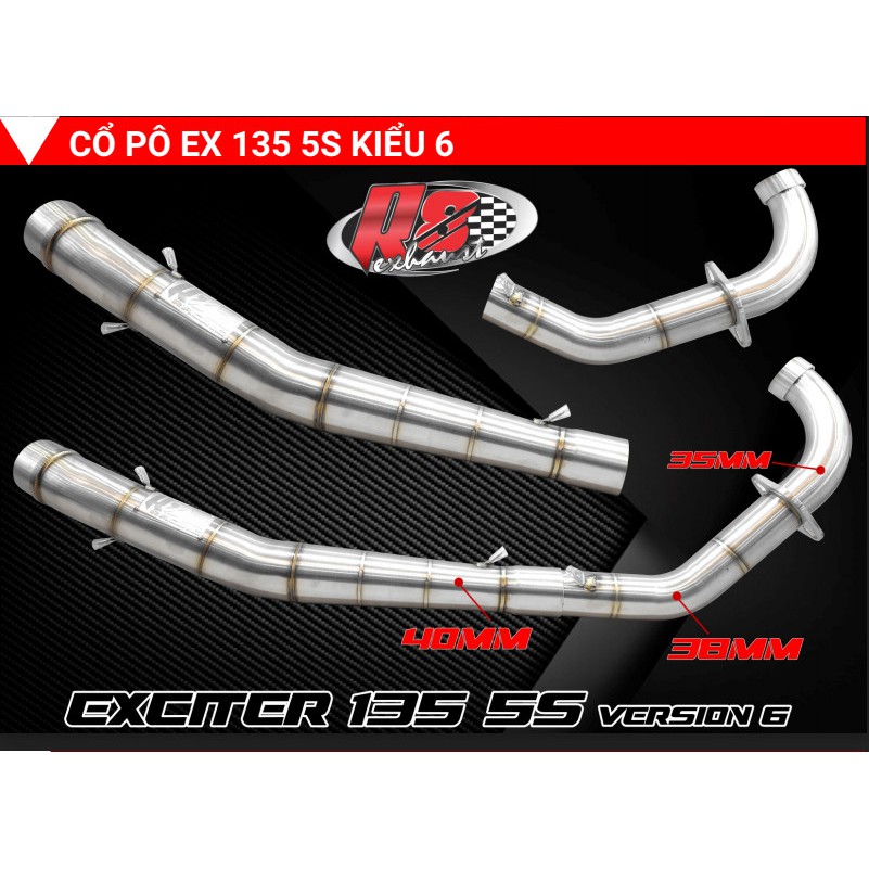 Cổ pô inox r8 ex135 ex 4 số ex 5 số 28 - 32 - 35 from ahm