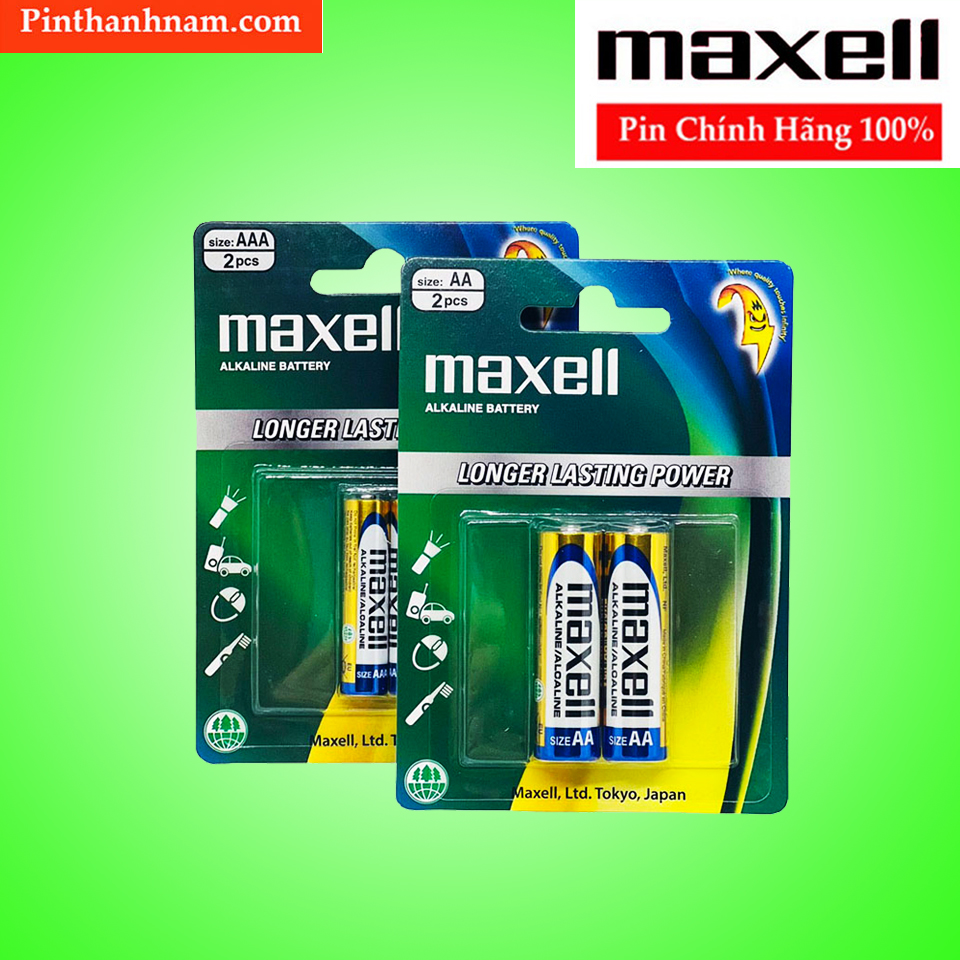 Pin AA / Pin AAA Maxell Alkaline Vỉ 2 Viên Chính Hãng