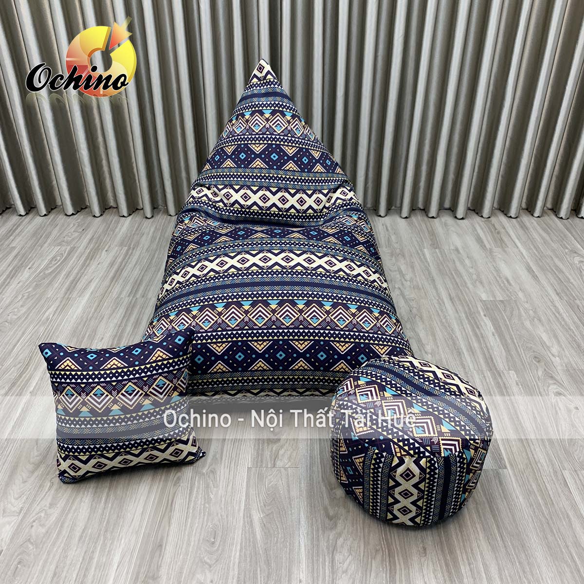 Ghế hạt xốp thư giãn cao cấp dáng thuyền đủ 3 món đã kèm hạt xốp
