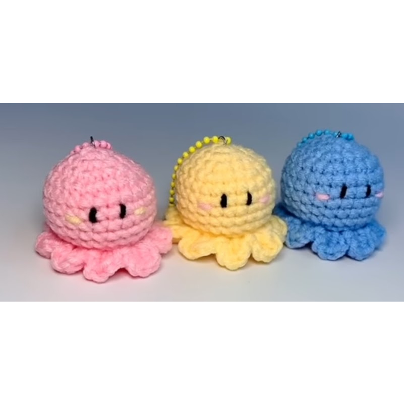 móc khóa bạch tuộc bằng len handmade