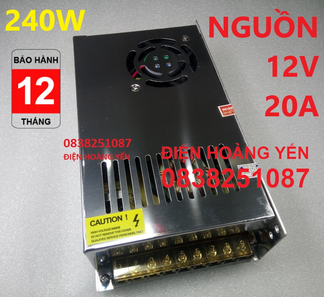 [HCM]Nguồn tổ ong 12V 20A cho đèn led hoặc camera (Bạc)