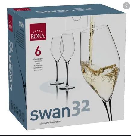 Bộ 6 ly uống champagne pha lê Tiệp Khắc 320 ml