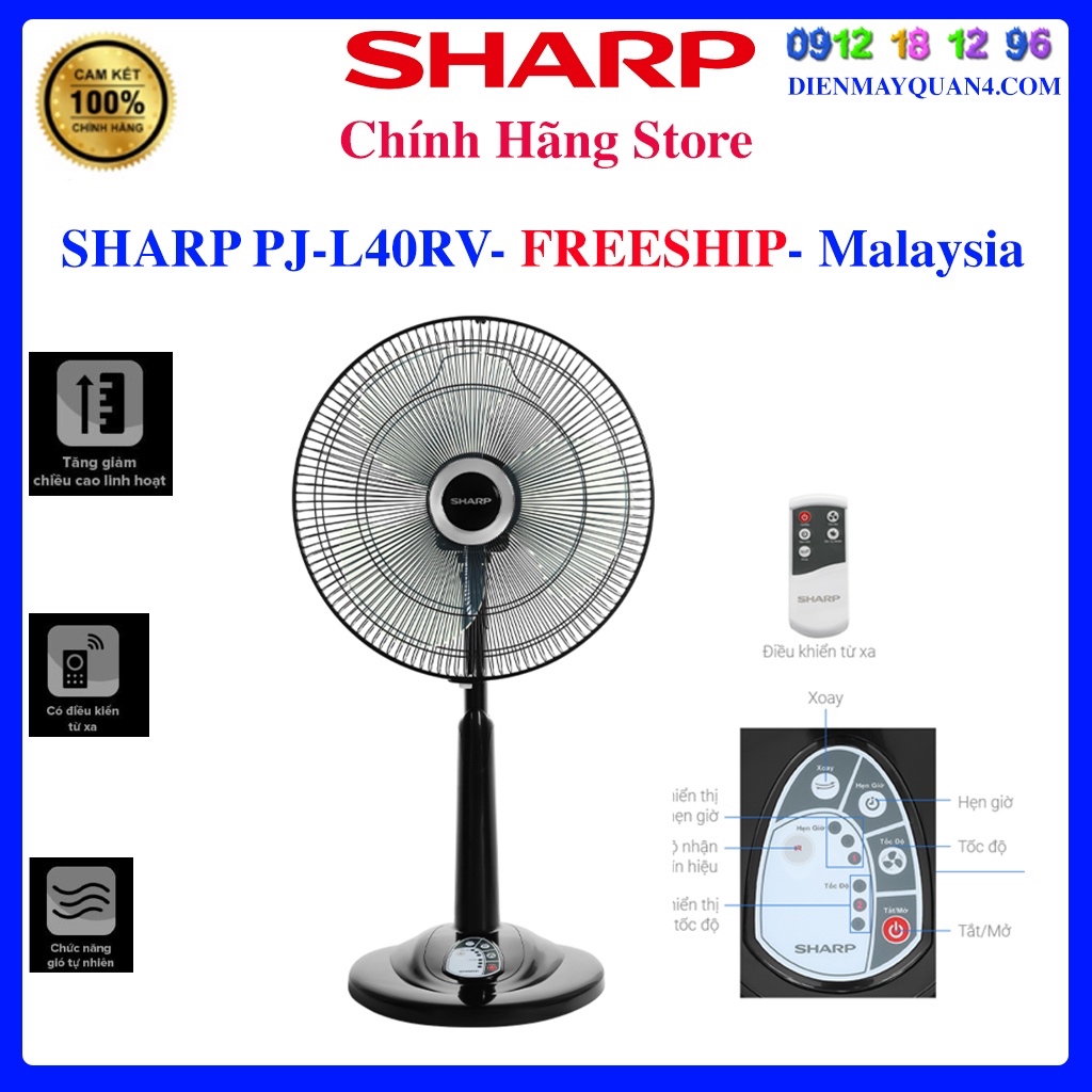 Quạt lửng Sharp PJ-L40RV-DG - Remote - Made in Malaysia