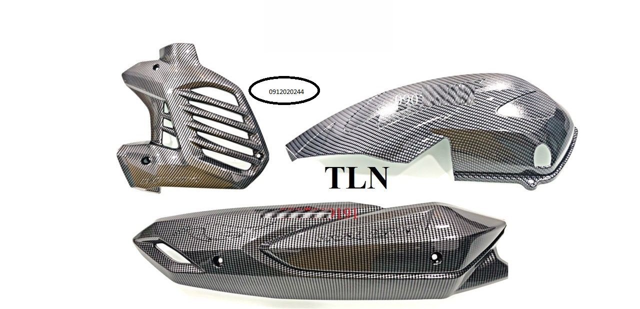 Bộ 3 món ốp pô, pô e, quạt cho xe nvx 21 mới mạ crom hay sơn cacbon cao cấp