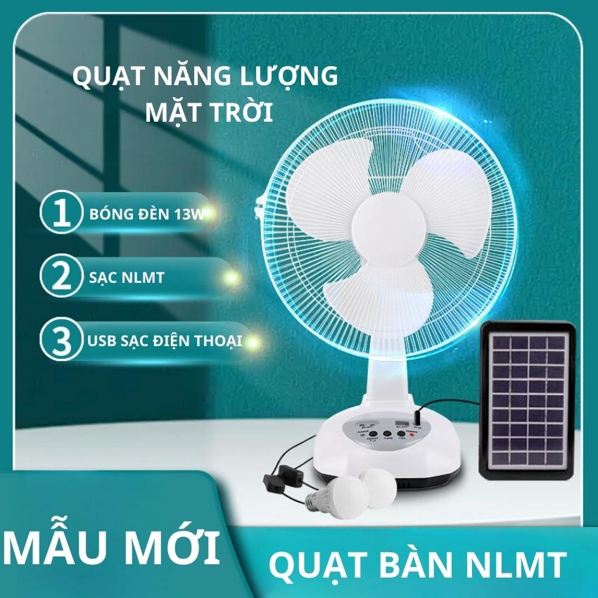 Quạt tích điện, quạt sạc điện , quạt tích điện năng lượng mặt trời EP8816, Tặng kèm bóng đèn led, có điều khiển từ xa