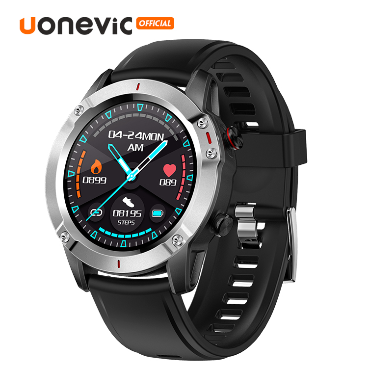 Đồng hồ thông minh Uonevic SHOCK G1 màn hình 46mm cho điện thoại Android IOS chống nước IP67 theo dõi hoạt động (đen/bạc) - INTL