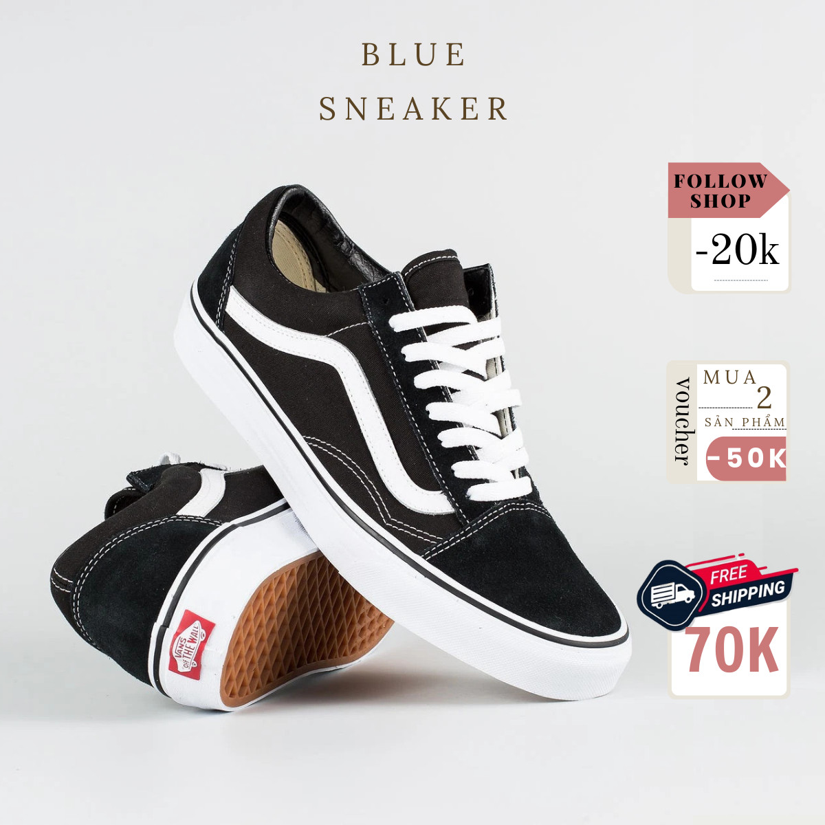 |Tặng tất| Giày Sneaker Vans Old Skool Đen (Fullbox+Hộp Bảo Vệ Box)