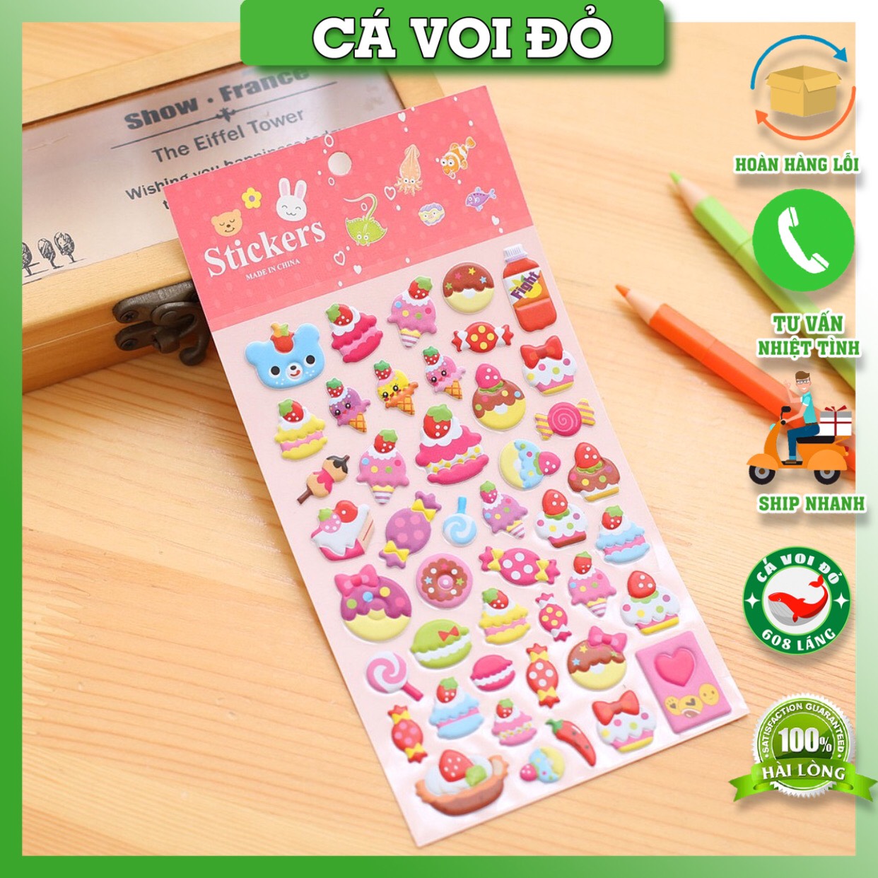 Sticker hình dán hoạt hình nổi 3D cho bé