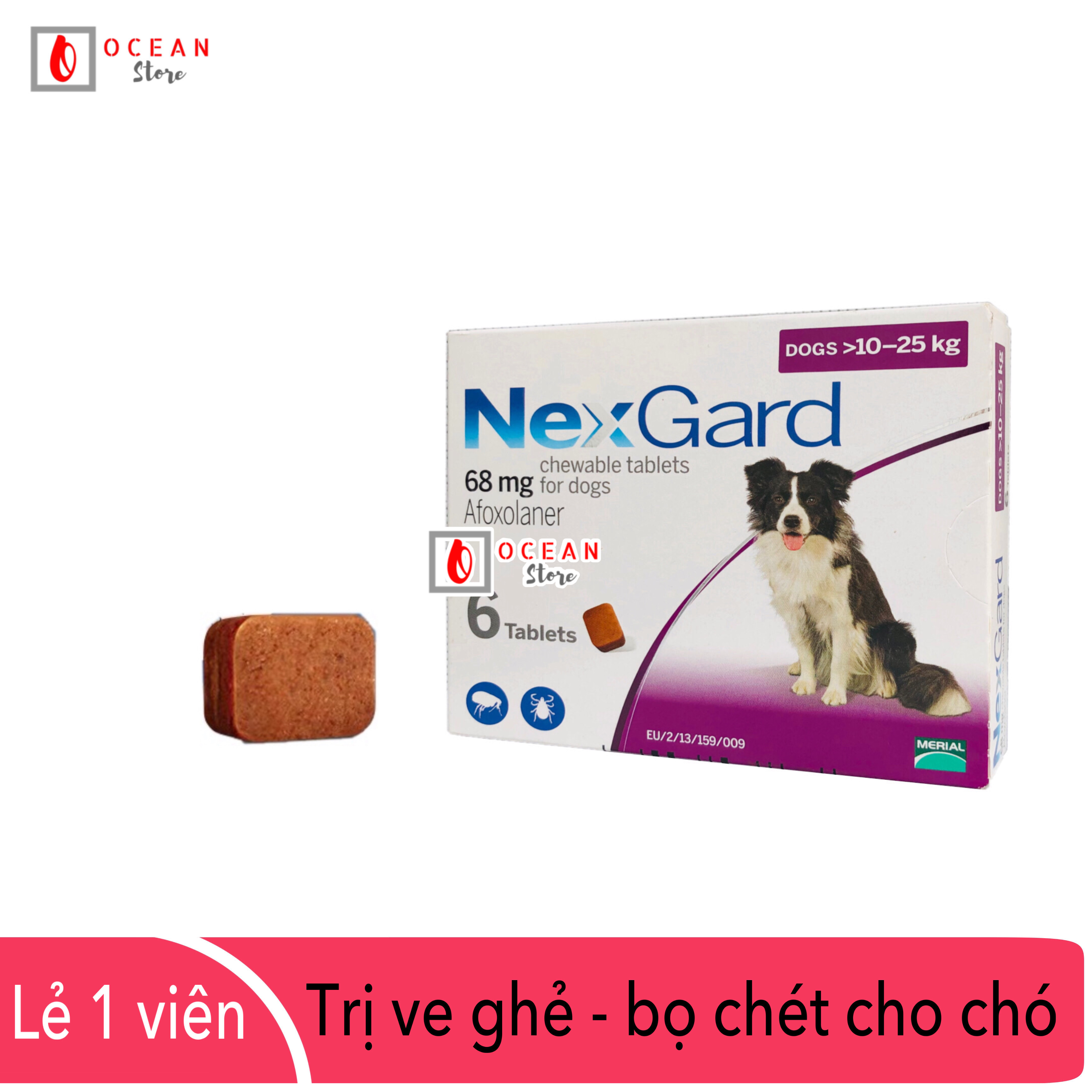 Thuốc diệt ve ghẻ, bọ chét trên chó - 1 viên Nexgard cho chó 10-25kg (1 tablet 10-25kg - No Box)