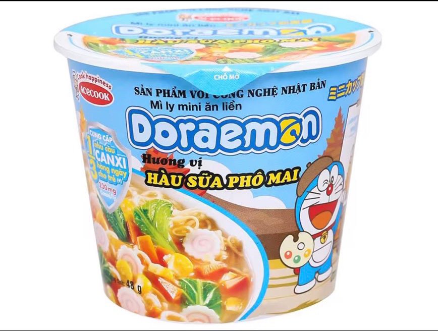 Mì Ly Mini Doraemon Hàu sữa Phô Mai 48g THÙNG 6/ 12 Ly