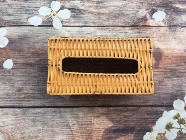 Hộp đựng giấy ăn giả mây vuông (22x12x8) cao cấp