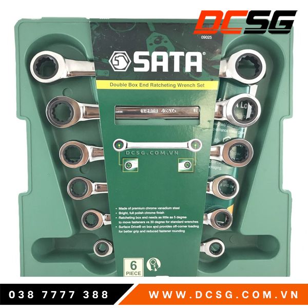 Bộ cờ lê hai đầu vòng tự động 8.0-19mm sata 09025