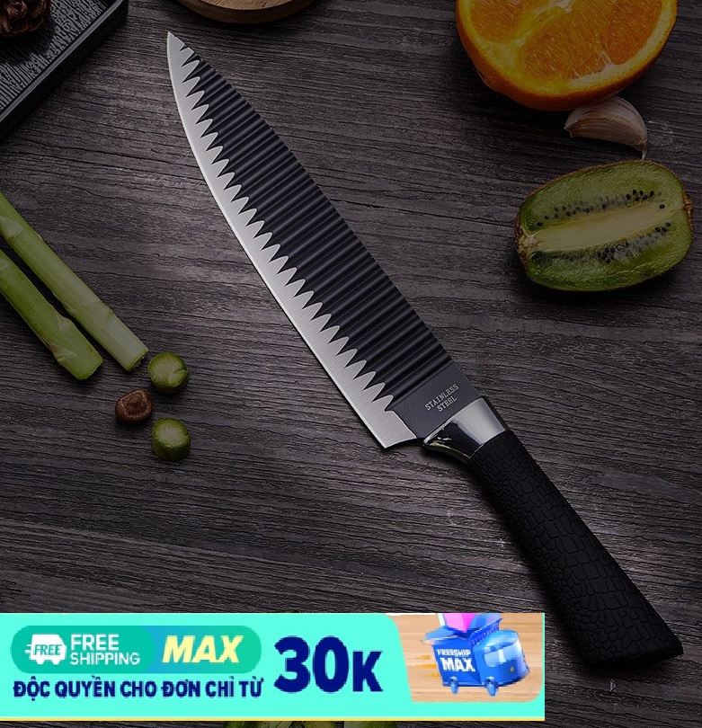 [BÉN QUÀ CHỜI 02] Dao bếp lưỡi gợn sóng Nhật Bản loại 1 siêu bén cán bọc cao su an tòan và êm tay mũi nhọn cao cấp