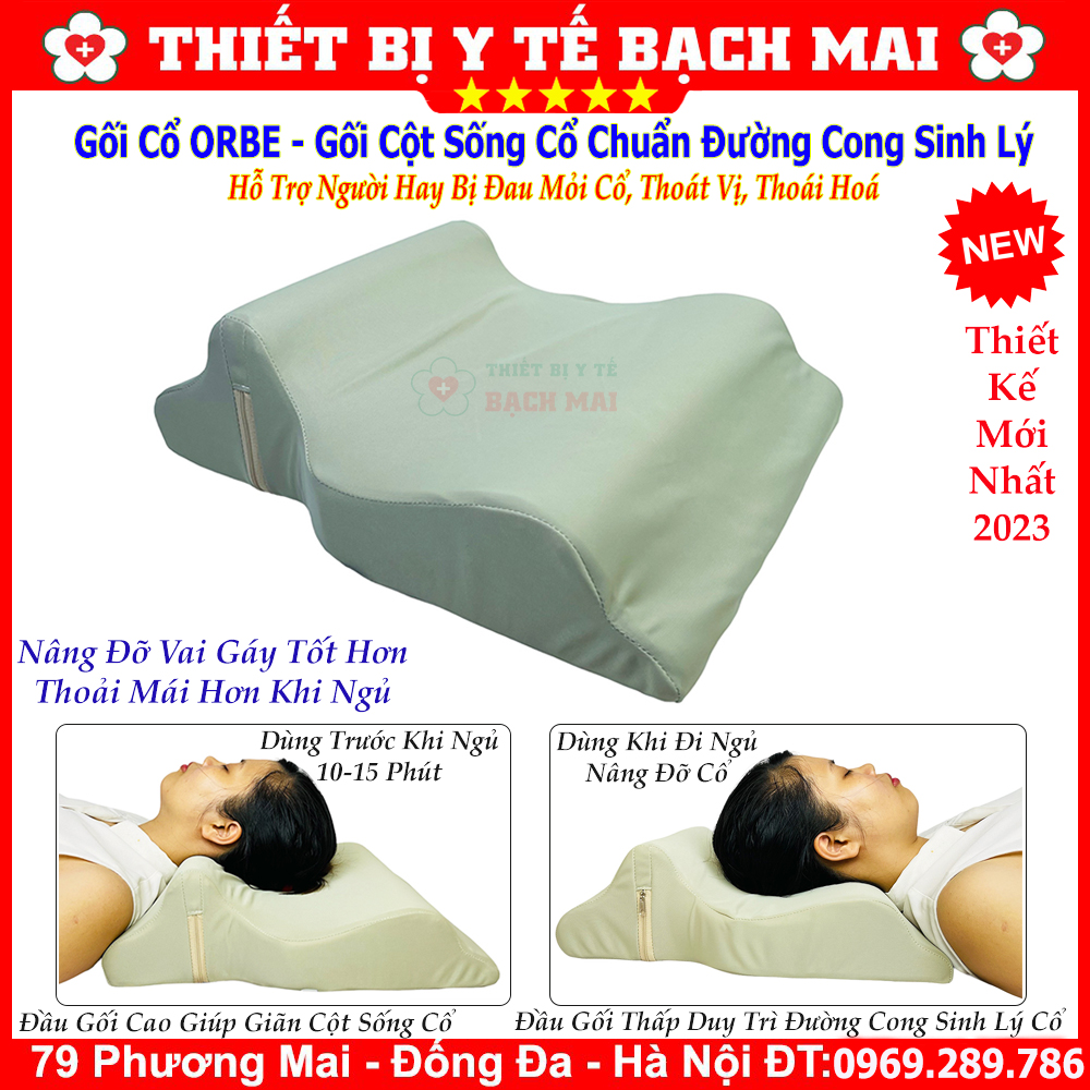 Gối ngủ nhanh orbe điều trị đau mỏi cổ - vai - gáy - hỗ trợ cột sống cổ xua tan mệt mỏi
